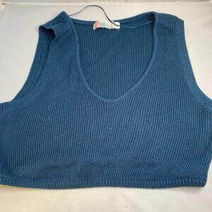 Free People Beach Living In teal Knit Lounge croptop Tank